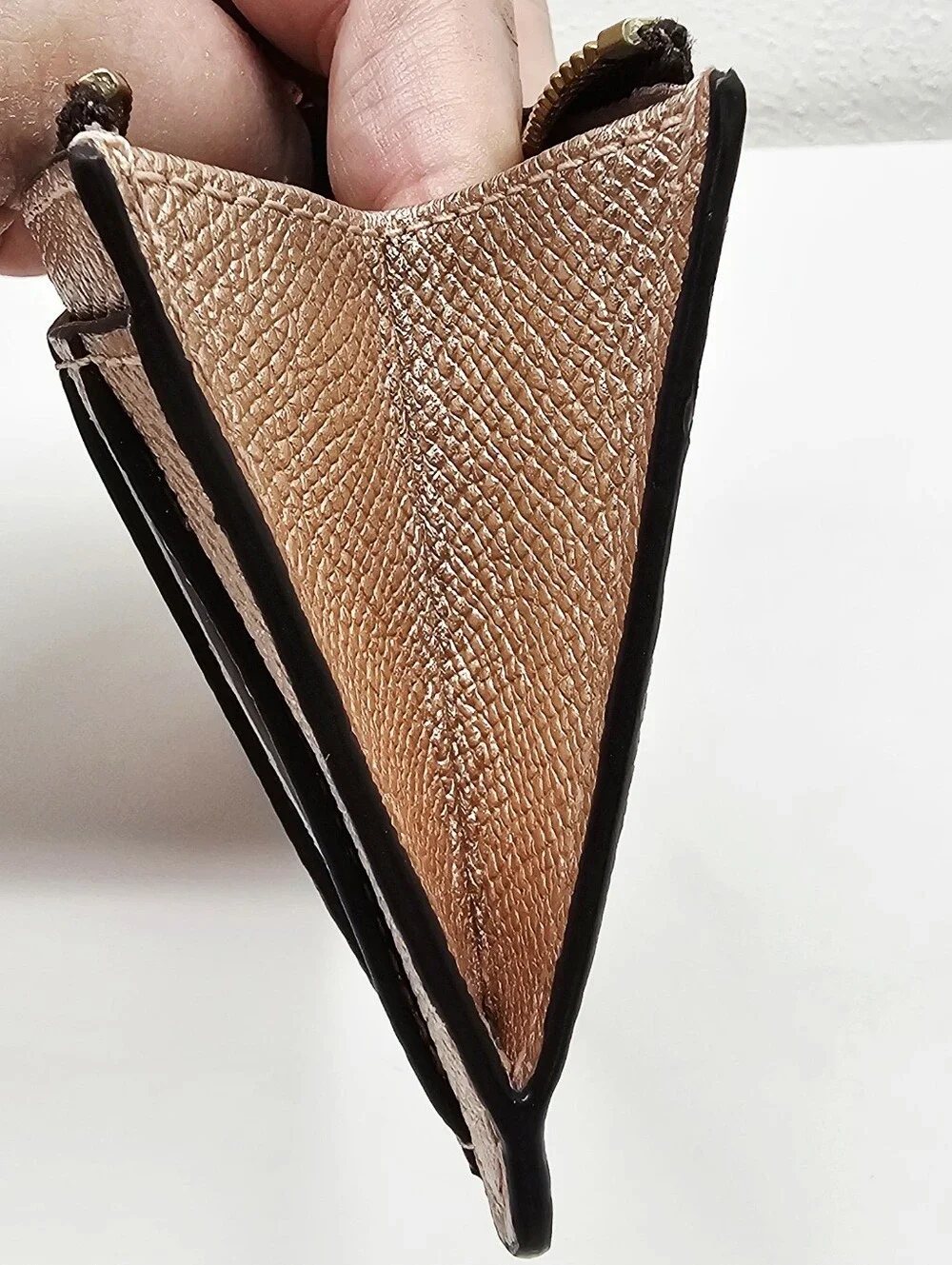 Coach Mini Skinny ID Case With Keychain Rose Gold Metallic